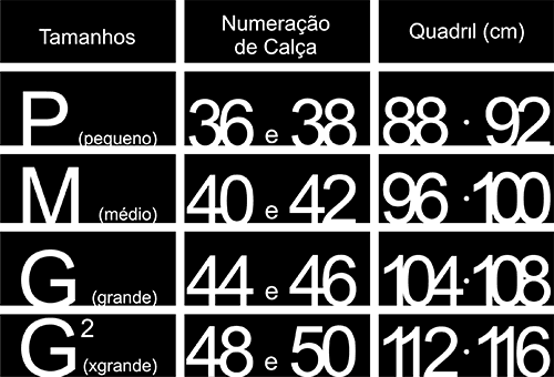 Tabela de Medidas - Prus Quinttus