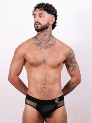 Cueca preta transparente masculina