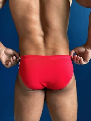 Sunga Slip Listrada Azul Branco e Vermelho - Marinheiro