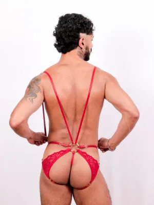Jockstrap de Renda Vermelho