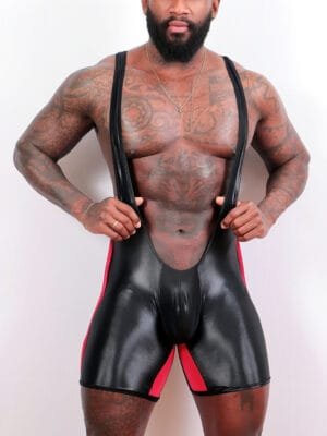 Macacão Bodysuit Singlet Preto Wrestling