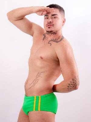 Sunga Slip Listras Verde e Amarelo - Brasil